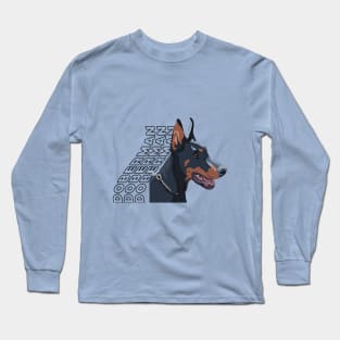 Black Natural Ear Cartoon Doberman Long Sleeve T-Shirt